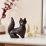 amazon basics Wise Fox Statues for Home Decor | Resin Figurine - (Set of 2, Multicolor)