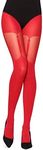 Merry Style MS 260 Women's Tights with Pattern, Suspender Stockings, Look, 40 Denier, red, Large