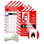 25 Pack Monthly Fire Extinguisher Inspection Tags Record 4 Year with Adjustable Wire Ties - 3.25 x 5.75 Inch PP Extinguisher Recharge and Inspection Record Tag for Indoor Outdoor Fire Extinguishers