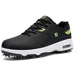 Fenlern Men's Golf Shoes Non-Slip Water-Resistant Lightweight, Black White 11