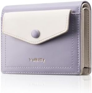 Vulkitty Bifold Multiple Card Wallet for Women RFID Blocking Leather Credit Card Purse with Zipper Closure Pockets (Purple)