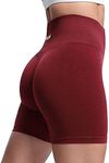 Aoxjox Scrunch Workout Shorts for Women Seamless Asset Butt Lifting Short Gym Running Active Exercise Fitness Yoga Shorts 5", Jam Red Marl, Small