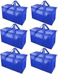 6 Pack Extra Large Moving Bags with Zippers & Carrying Handles, Heavy-Duty Storage Tote for Space Saving Moving Storage (Blue)