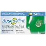 Buscomint 0.2 ml Peppermint Oil IBS Multi Symptom Treatment, Soft Gel Capsules, 24 Count (Pack of 1), 100% Natural Active Ingredient, Preservatives Free