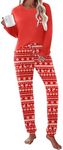 Ekouaer Womens Pajamas Set Long Sleeve Christmas PJ Sets Soft Lounge Set for Women Sleepwear Joggers with Pockets