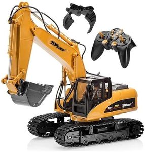 Top Race 15 Channel Full Functional Remote Control Excavator Construction Tractor, Excavator Toy with 2.4Ghz Transmitter 2 in 1 with Interchangeable Shovel TR-215/211