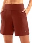 SANTINY Women's 6'' Athletic Long Shorts with 4 Pockets High Waisted Bermuda Shorts for Women Walking Running Casual, Savannah