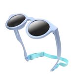 Garegce Baby Sunglasses with Adjustable Strap, Bendable for Newborn Infant Toddler Sunglasses, Polarized UV400 Protection and Durable Silicone Frame for Girls & Boys Age 0-36 Months - Blue