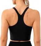 Lavento Women's Racerback Sports Bras Yoga Crop Top with Built in Bra (Brushed Black, 4)