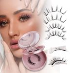 Magnetic Eyelashes with Applicator 2 Pairs Reusable No Glue Soft Magnetic Lashes Kit, Natural and Dramatic Styles, Easy to Wear(style-A011)