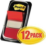 Post-it 680RD12 Marking Page Flags in Dispensers, Red, 50 Flags/Dispenser, 12 Dispensers/Pack