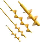 NAFOGAR Garden Auger Drill Bit for Planting - Pack of (4) - Garden Ground Earth Post Hole Digger Drill Auger for Gardening Bulb Bedding Digging Plant Rapid Planter for 3/8in Hex Drill (Yellow)