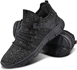 INZCOU Running Shoes Lightweight Tennis Shoes Breathable Mesh Walking Sneakers Starry Black 8.5women / 7.5men