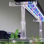 Aquarium Light Holder Adjustable, Clear Acrylic Fish Tank LED Light Riser Stand Aquarium Lamp Brackets Kit 2pcs Transparent Support for Width 2.34-4.7 Inches Light with Extendable Bracket