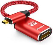 Micro HDMI to HDMI Adapter 4K 60Hz, Snowkids Micro HDMI to HDMI Converter (Male to Female) for Camera with 3D ARC HEC UHD, Bi-Directional, Red