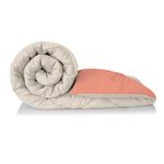 bien LIVING Plush Reversible Microfiber Comforter Double Bed|220 GSM|Blanket, Quilt, Duvet, 110 GSM Peached Extra Soft Microfiber Fabric, All Weather (90 X 100 Inches), (Candy Pink + Egg Nog)