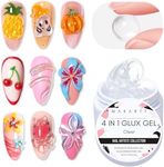 Makartt Solid Builder Nail Gel, 3D Gel Nail Art 4 in 1 Non-sticky for Extension UV Glue for Acrylic Nails Rhinestones 3D Sculpture Hard Gels UV/LED Lamp Required Clear 15ml