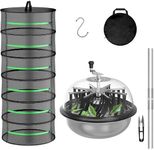 YSSOA 19 inch Bud Leaf Bowl Trimmer, Sharp Stainless Steel Blades and Twisted Spin Cut for Hydroponic Plant, 6-Layer Foldable Herb Drying Rack and Hand Pruner Included