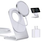 Magnetic Wireless Charger Mag-Safe Charger for iPhone 16/15/14/13/12 Series Convertible Magnet Wireless Charging Stand/Pad with 20W Adapter 5ft Cable for iPhone and AirPods 2/3/Pro 2/Pro