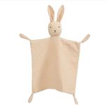 Organic Cotton Muslin Lovey Blanket, Organic Cotton Muslin Bunny Security Blanket Soft & Breathable Lovie Baby Gifts for Boys and Girls (Khaki)