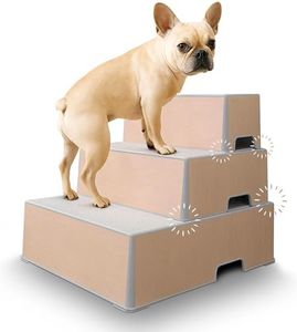 Pet Easy Steps Stairs for Small & Med Dog Cat Bed Sofa Chair - Adjustable Height & Portable - Stable with Rubberized Anti- Slip Mat & Magnetic Alignment - Easy 10 Second Setup - Birch