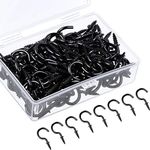 120 Pieces Screw Hooks Metal Cup Hook Screw in Hanger Ceiling Hook Cabinet Cup Hanger Screw in Hook for Hanging Tea Cup Key Indoor and Outdoor Use (Black,1/2 Inch)