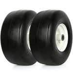 WEIZE 13x6.50-6 Flat Free Lawn Mower Tire with Rim (Fit Most Cub cadet, Toro Zero Turn Mower), 5.5" Centered Hub, 3/4" or 5/8" or 1/2" Bushing, 450lbs Capacity, Set of 2 (Not Fit Gravely)