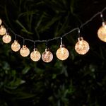 Lights4fun 40 Warm White LED Solar Powered Bubble Globe String Fairy Lights on Black Cable IP44 Rated fully Waterproof for Outdoor Use