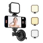 Suction Cup Phone Mount with Rechargeable Light, HzTinT Mirror Phone Holder with Light Shower Bathroom Kitchen, Mirror Tripod for TikTok YouTube Instagram Make Up Pics Video Content Creator