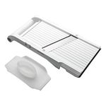 Benriner Japanese Jumbo Mandolin Vegetable Slicer 11.5cm, White: Stainless Steel Blade with Adjustable Thickness & Safety Guard, Handheld Mandolin Slicer for Thinly Slicing Fruit & Vegetables, BN-120W