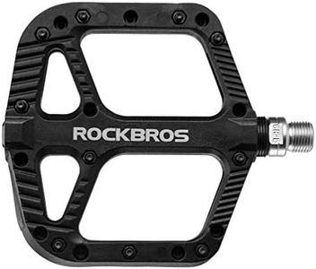 ROCKBROS Mountain Bike Pedals Nylon Composite Bearing 9/16" MTB Bicycle Pedals with Wide Flat Platform (Black)