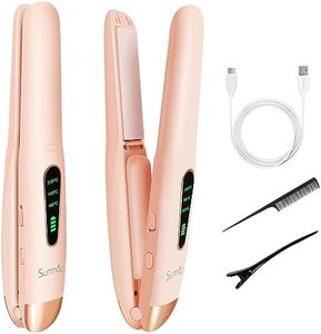 Sunmay Voga Cordless Hair Straightener and Curler 2 in 1, Mini Flat Iron Hair Straightener for Touching Up Short Thin Fine Hair, Portable Travel Curling Wand & Straightening Iron with USB Rechargeable