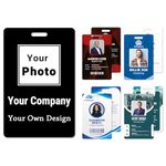 Custom Id Badge Custom Id Card Identification Badges Customizable Personalized Name Badge Customize Name Tag Photo Logo Employee Work Office Volunteer Customized Personal. (Add Your Design-Vertical)