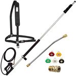 Biswing 18 FT Aluminum Commercial Grade Telescoping Pressure Washer Wand for Pressure Washers with Belt, Gutter Cleaner Attachments & 5 Nozzle Tips, 4000 PSI