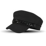 iSWEVEN Classic Cotton Beret Cap for Men & Women - Stylish Newsboy, Irish Cabbie Summer Visor Hat - Free Size (WBC8106A, Black)