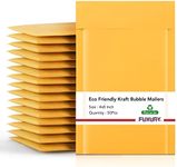 Fuxury Kraft Bubble Mailer 4x8” 50Pack Strong Adhesion Padded Envelopes Thick Bubble Envelopes Usable Size 4x7" Waterproof Cushioned Bubble Mailers Packaging for Small Business #000 Yellow