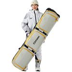 XCMAN Padded Snowboard Bag Adjustable Length 63-75In Padded Bag for Air Travel (Light Brown)