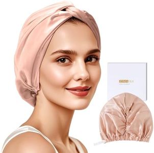ZIMASILK 22 Momme 100% Mulberry Silk Bonnet for Sleeping Women, Blush Pink