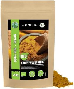 Curry en Polvo Orgánico Suave 250g de Alpi Nature, Premium Calidad Mezcla de Especias Indias, Polvo de Curry Suave, Especias Indias para Cocinar Pollo al Curry, Salsa de Curry y Curry Paste