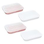 4pcs Bacon Keeper Container, Deli Meat Container with Lid Cheese Storage Container for Fridge Shallow Low Lunch Meat Container for Refrigerator Food Storage (Clear)