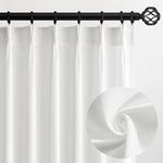 Topfinel Neutral White Linen Curtains 96 Inches Long for Living Room,Pinch Pleated with Heading Tape Hooks Light Filtering Semi Sheer Lightweight Curtains for Bedroom 96 Length 8ft Two Panels Set