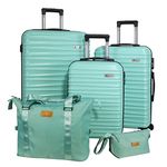 Luggage Set 3 Pieces (20/24/28) -Suitcase Set - Carry on Luggage with Wheels - Check-in Luggage - PC + ABS Durable Suitcase Rotating Silent Wheels (Hardside Luggage with Spinner Wheels Mint Green）