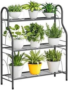 DelSol Metal Plant Stand Rack, Indoor Outdoor Plant Display Shelf Flower Pot Holder for Garden Patio Balcony Porch Corner Living Room, Multiple Storage Shelf for Home Use (3 Tier)