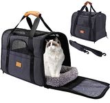 Large Cat Carrier for Travel Dog Car Seat, Collapsible Pet Transport Carrier for Kitten Cat Dog Puppy Animal, Transport Car Basket Travel Box Cage for Cats, Small dogs or Small Animals(Black)