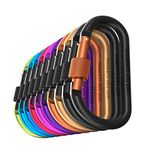 Carago Carabiner Clips with Screw Gate, 10 Pack Carabiners Hiking Clips with 7.5mm Diameter Aluminum Rod (10 Color (10 Pack))