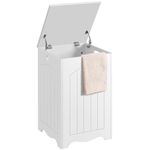 Yaheetech White Bathroom Laundry Basket Large Bin Wooden Storage Home Organizer Hamper with Lid