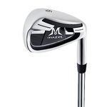 MAZEL Golf Individual Iron 1,2,3,4,5,6,7,8,9, Pitching Wedge,Sand Wedge with Steel Shafts for Right Handed Golfers (Stainless Steel,Black Silver, 8 Iron, Stiff, Right)