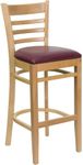 Flash Furniture HERCULES Series Ladder Back Natural Wood Restaurant Barstool - Burgundy Vinyl Seat