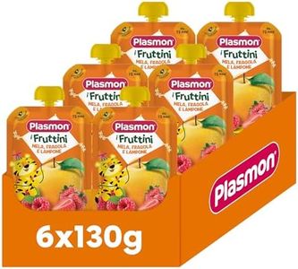 Plasmon I Fruttini Mela Fragola e Lampone 130g (6 Pezzi), Merenda dai 12 mesi, con Solo gli Zuccheri della Frutta