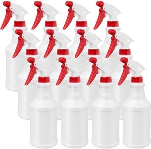 12 Pack Plastic Spray Bottles, 16 oz/ 500 ml Refillable Empty Spray Bottle, Leakproof Adjustable Nozzle Stream/Mist Sprayer Bottle for Cleaning Solutions, Gardening, Hair, Plant